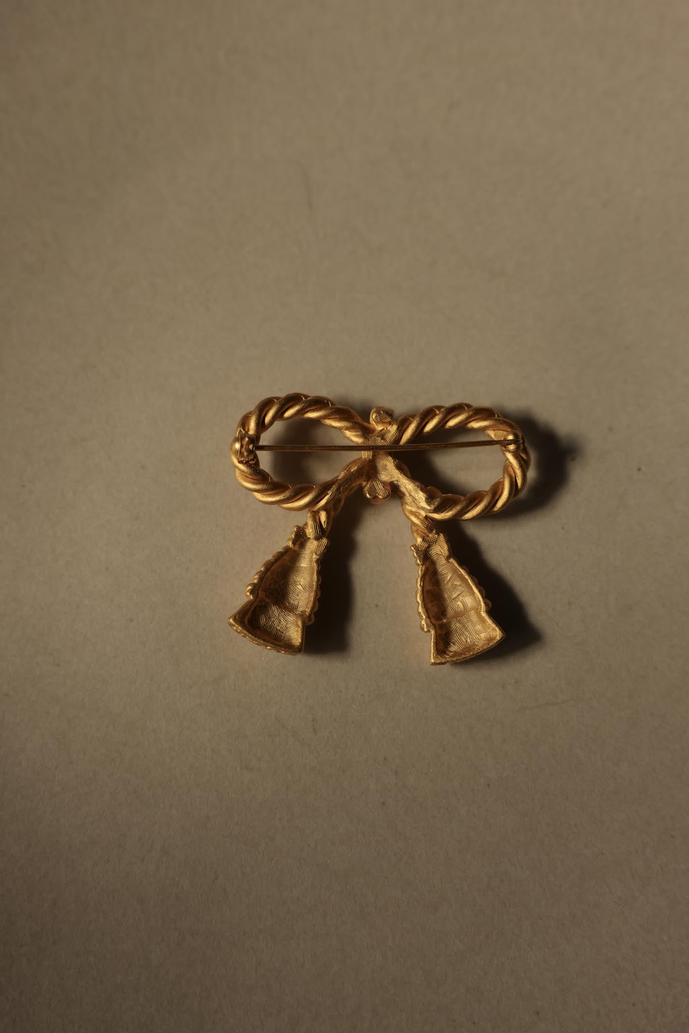 Matte Gold Rope Bow Brooch