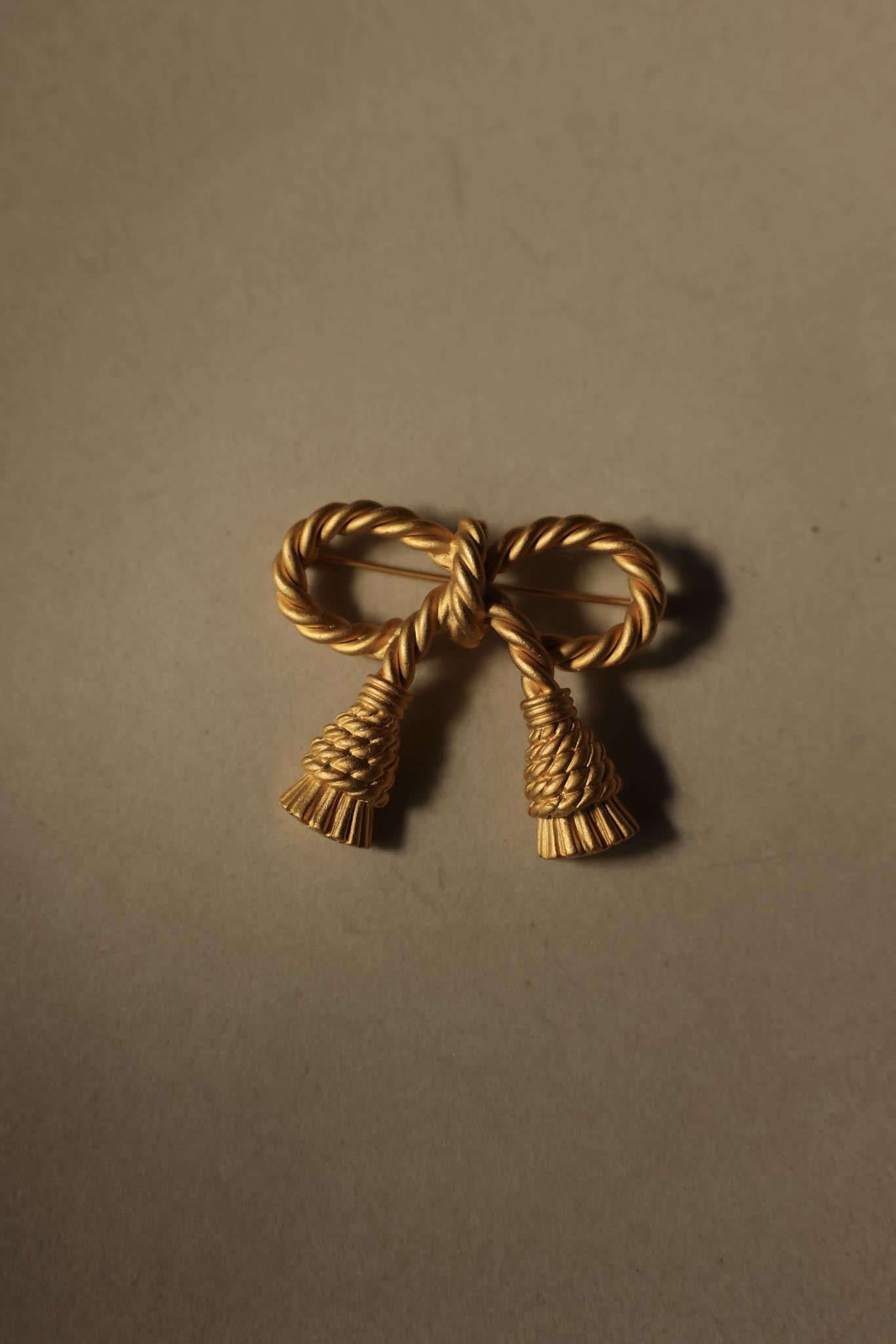 Matte Gold Rope Bow Brooch
