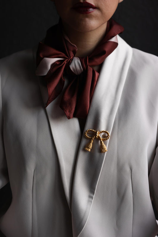 Matte Gold Rope Bow Brooch