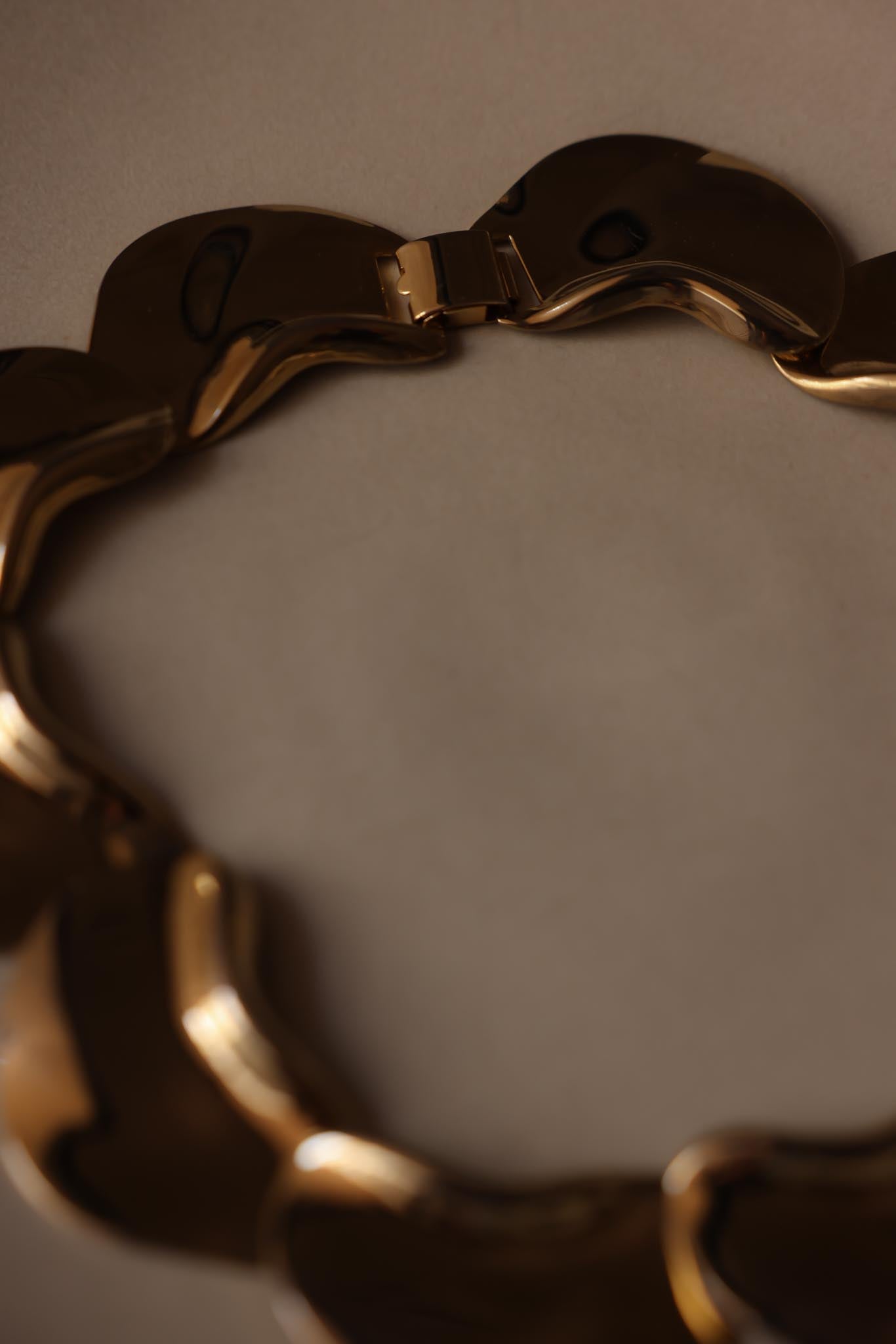 Bold Sculptural Gold-Tone Collar Necklace