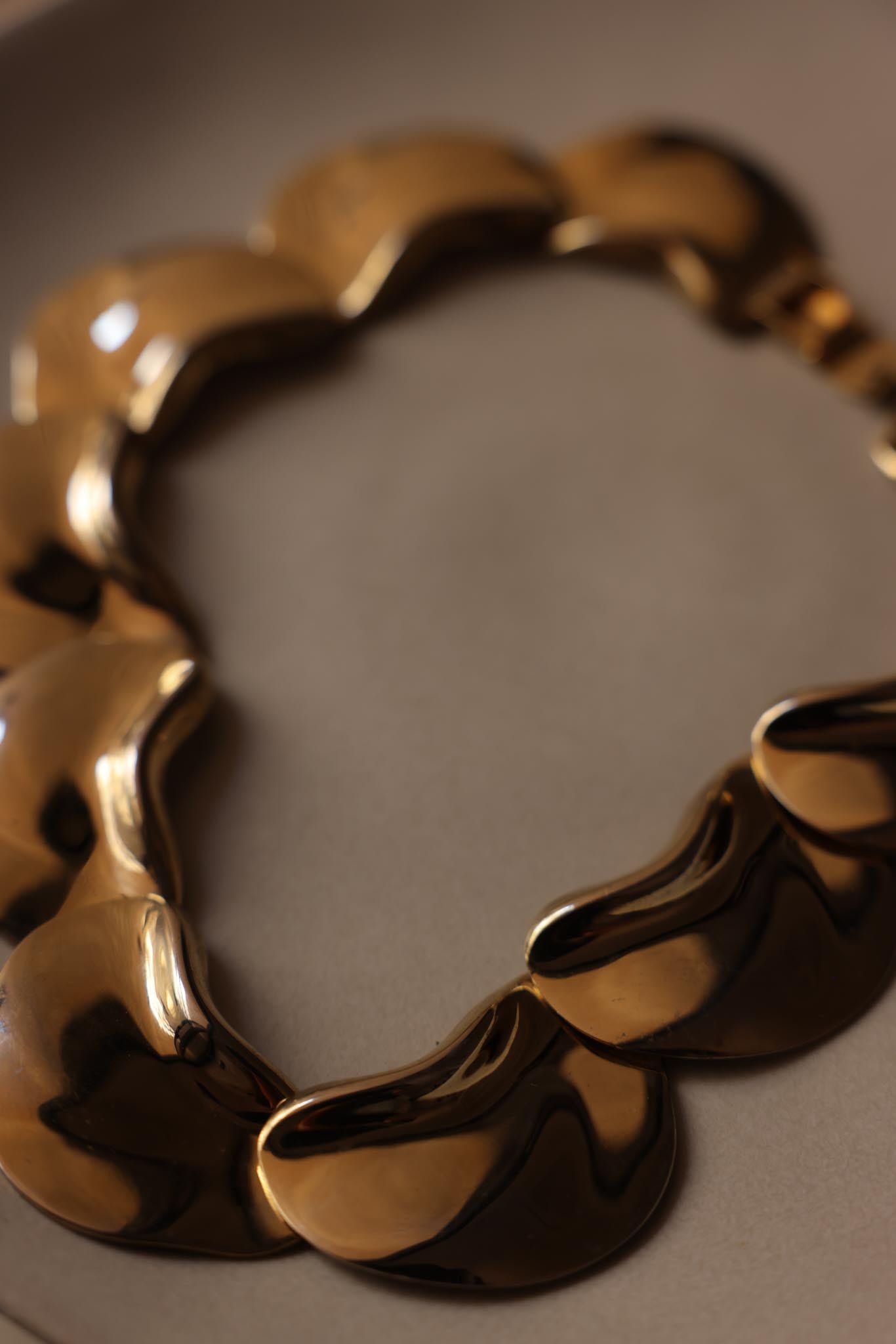Bold Sculptural Gold-Tone Collar Necklace