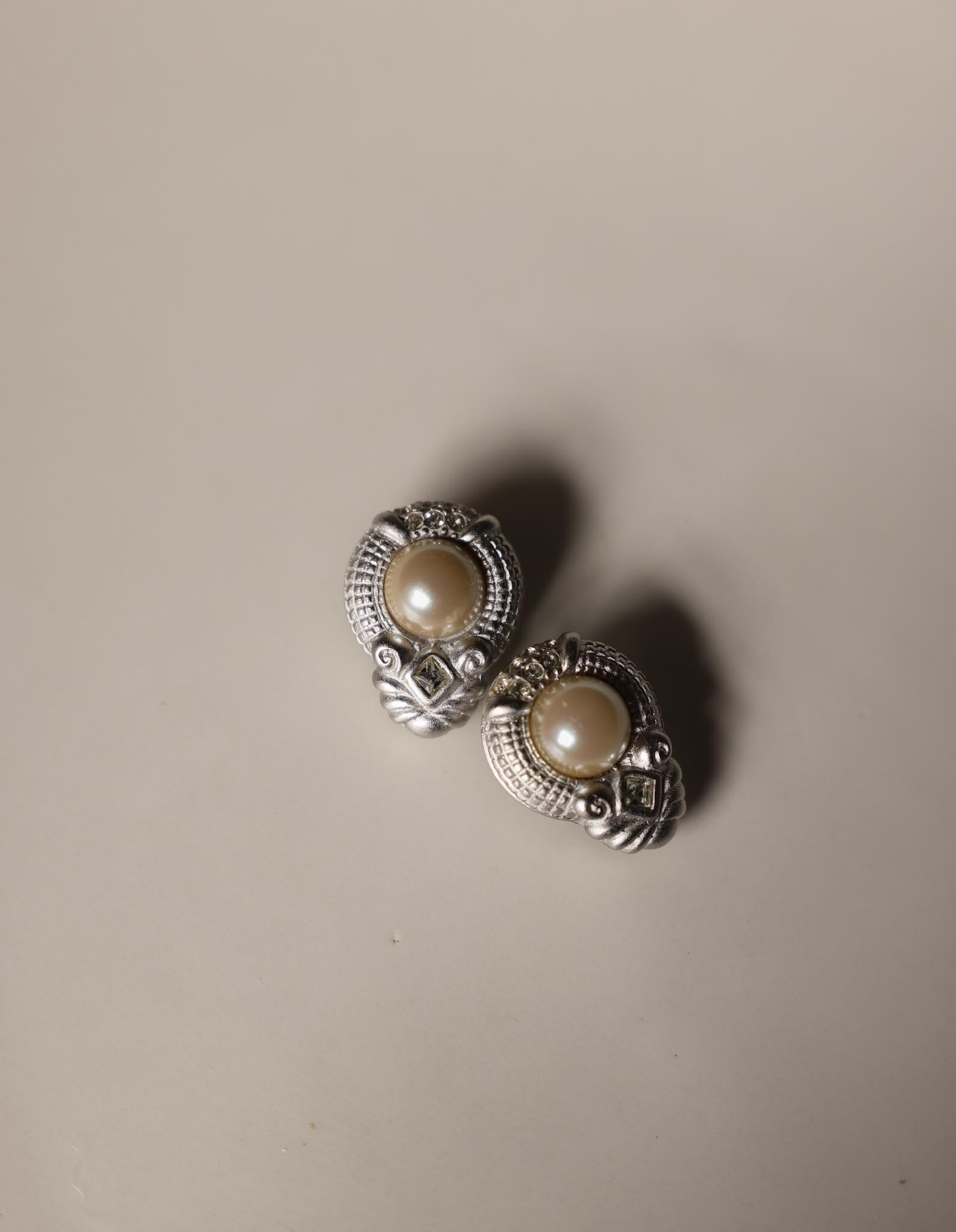 Silver Tone Elegance Faux Pearl Earrings|Vintage Baazaar 