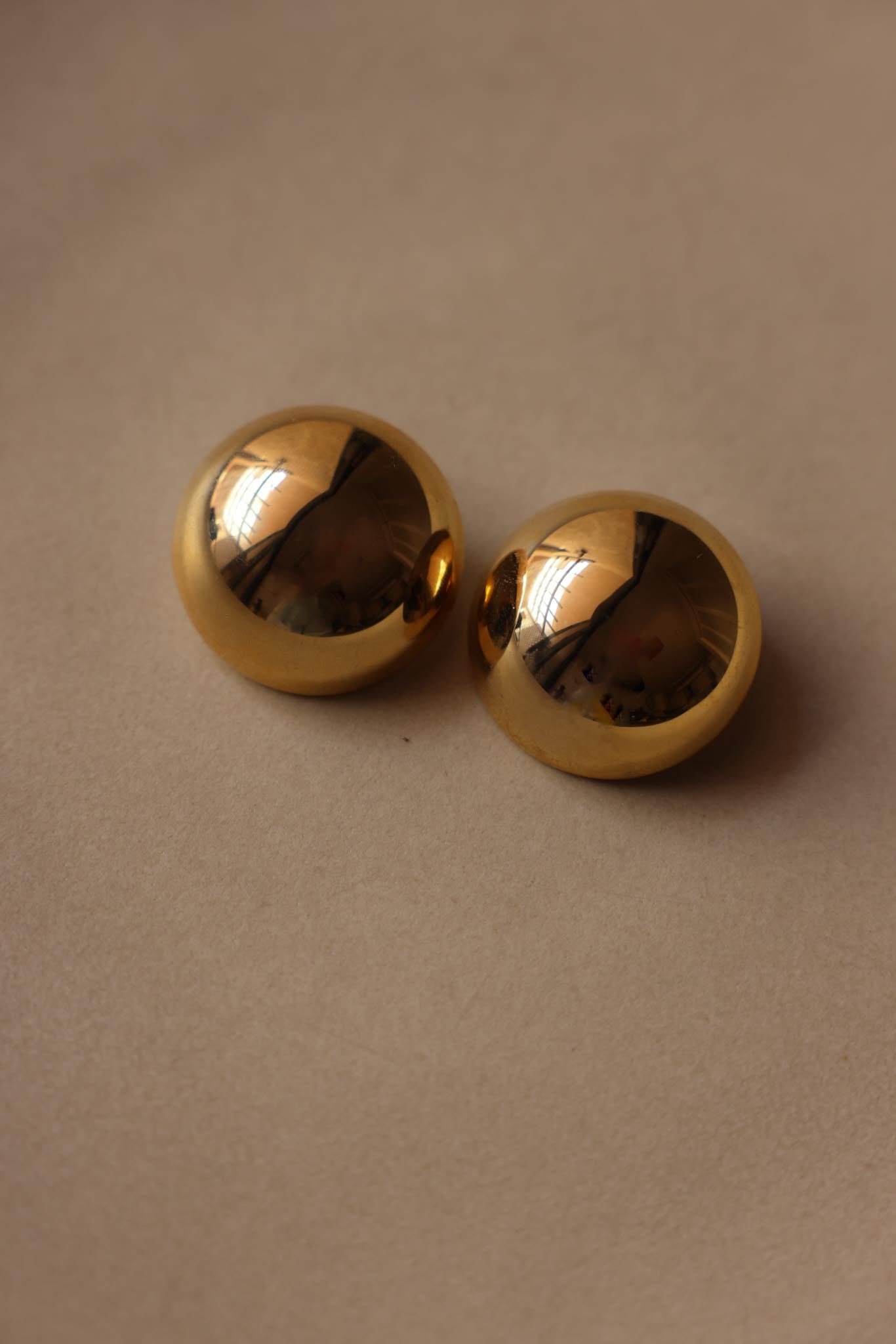Bold Gold Dome Clip-On Earrings|Vintage Baazaar 