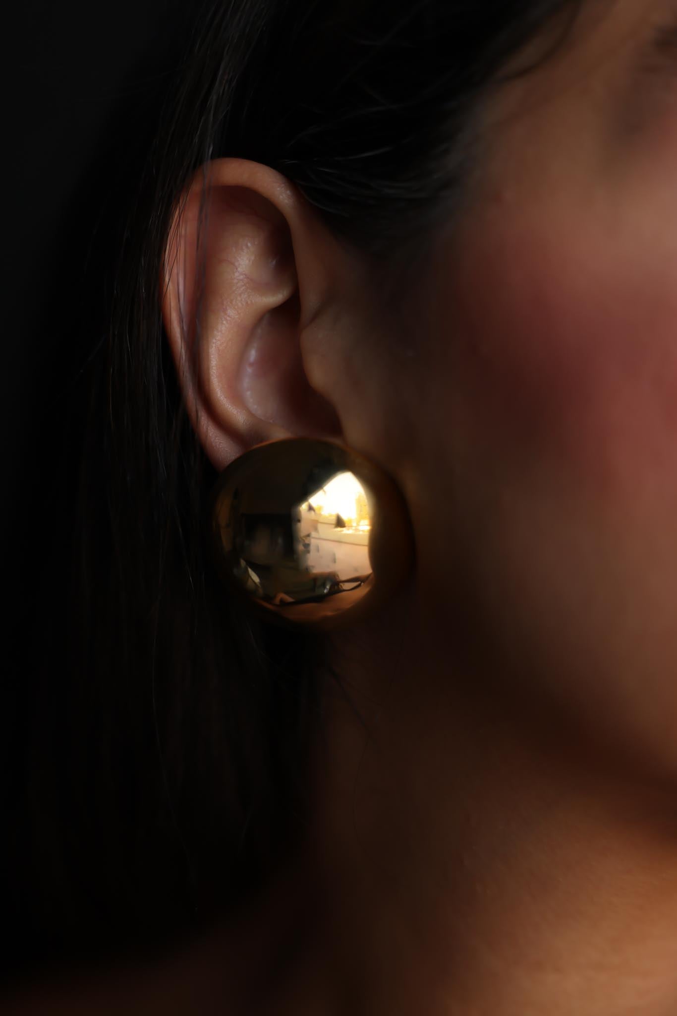 Bold Gold Dome Clip-On Earrings|Vintage Baazaar 