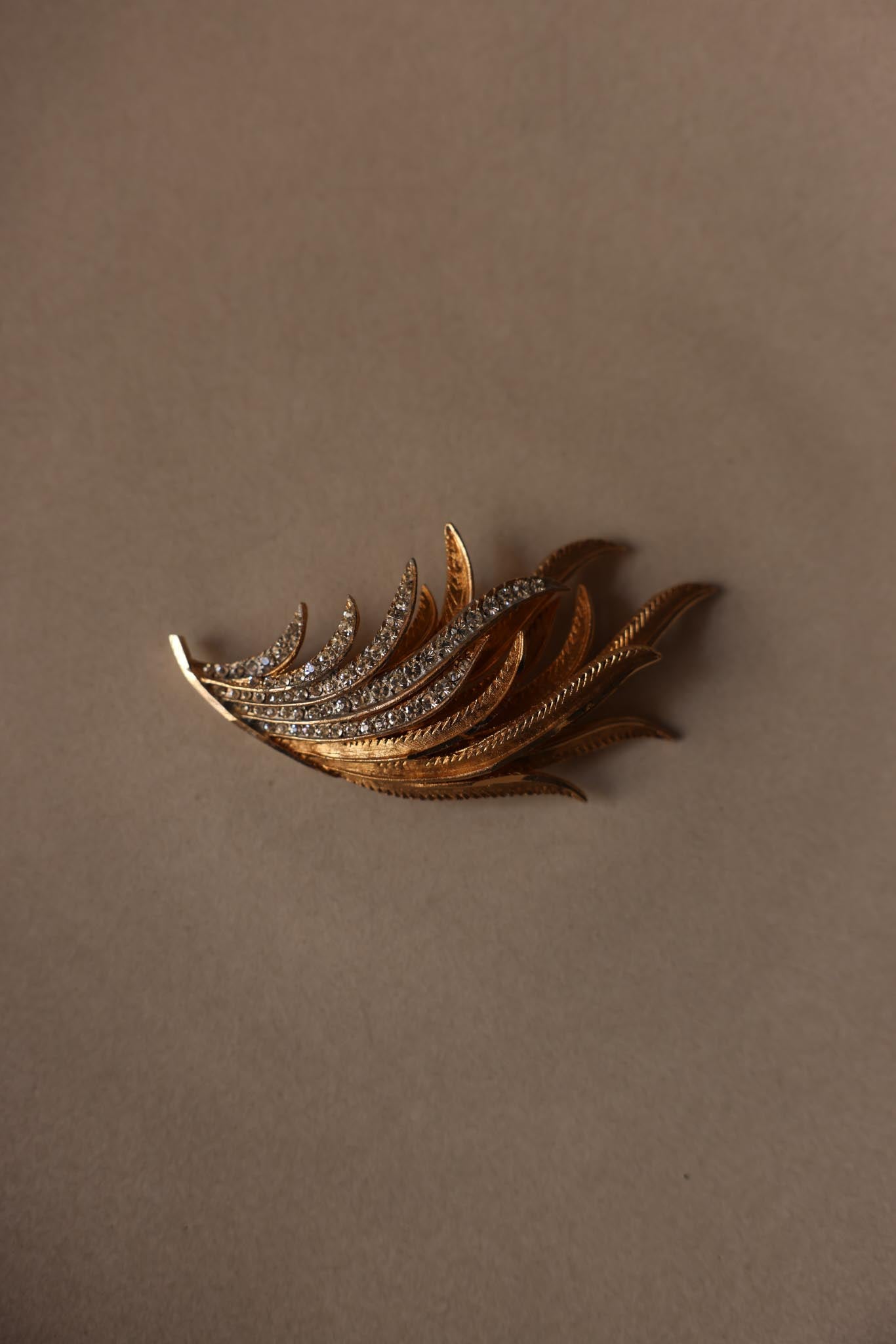 Golden Flame Rhinestone Brooch|Vintage Baazaar 