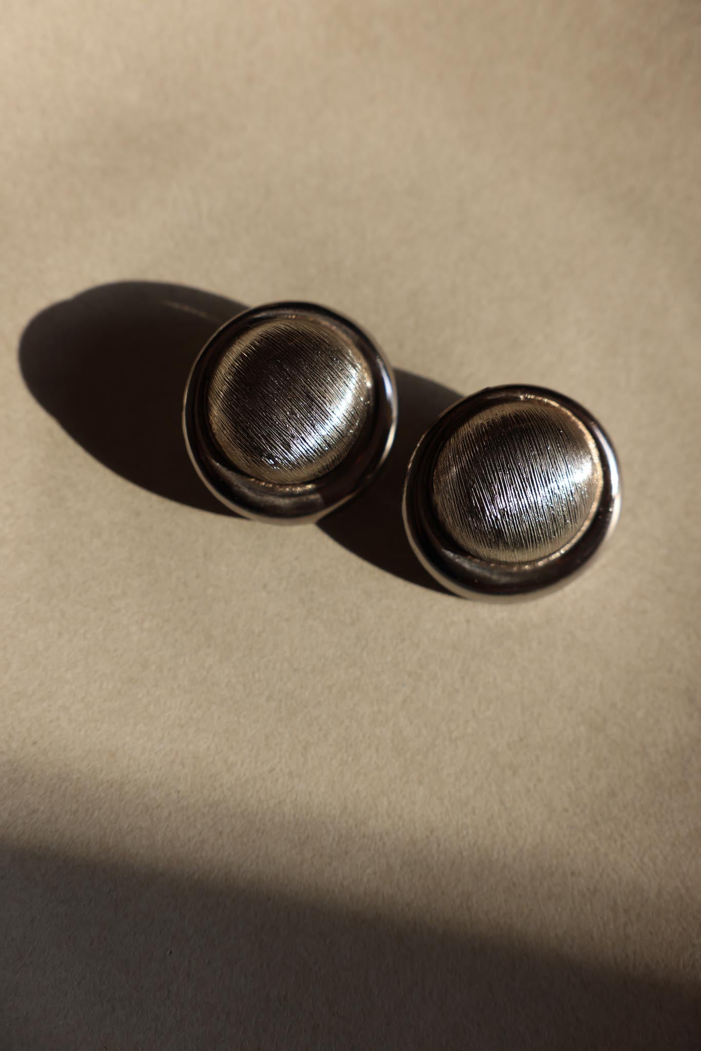 Brushed Silver Domed Earrings
