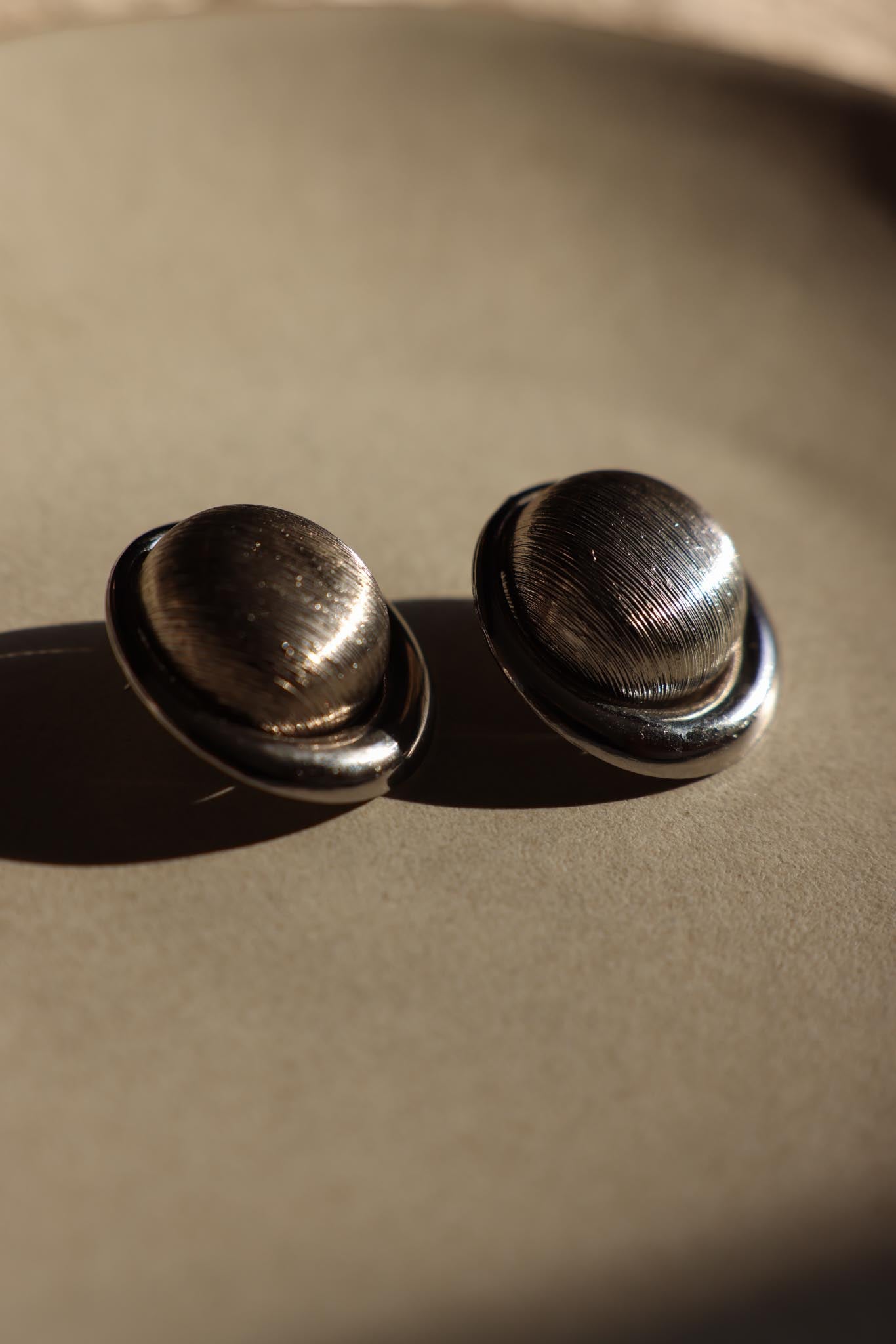 Brushed Silver Domed Earrings