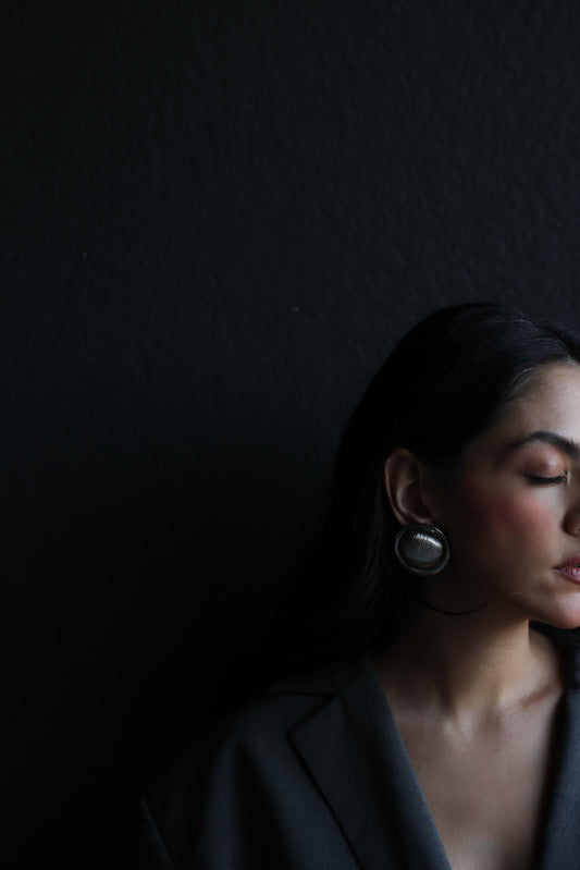 Brushed Silver Domed Earrings