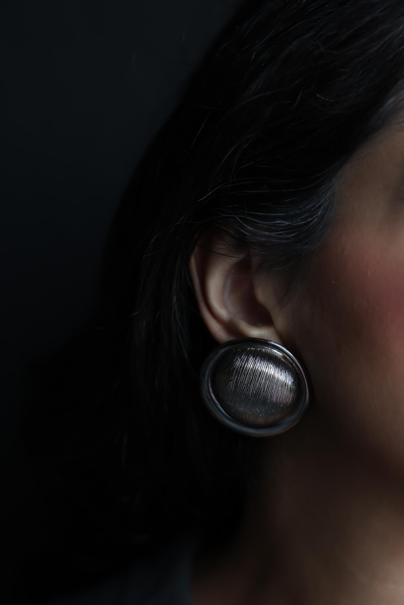 Brushed Silver Domed Earrings