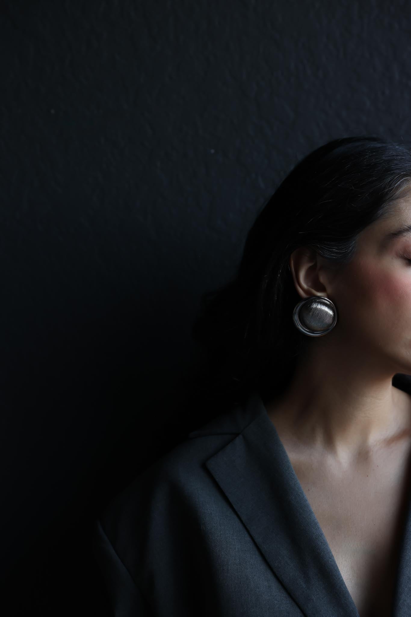 Brushed Silver Domed Earrings