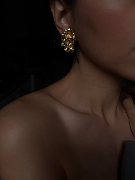 Golden Bloom Crystal Earrings|Vintage Baazaar 