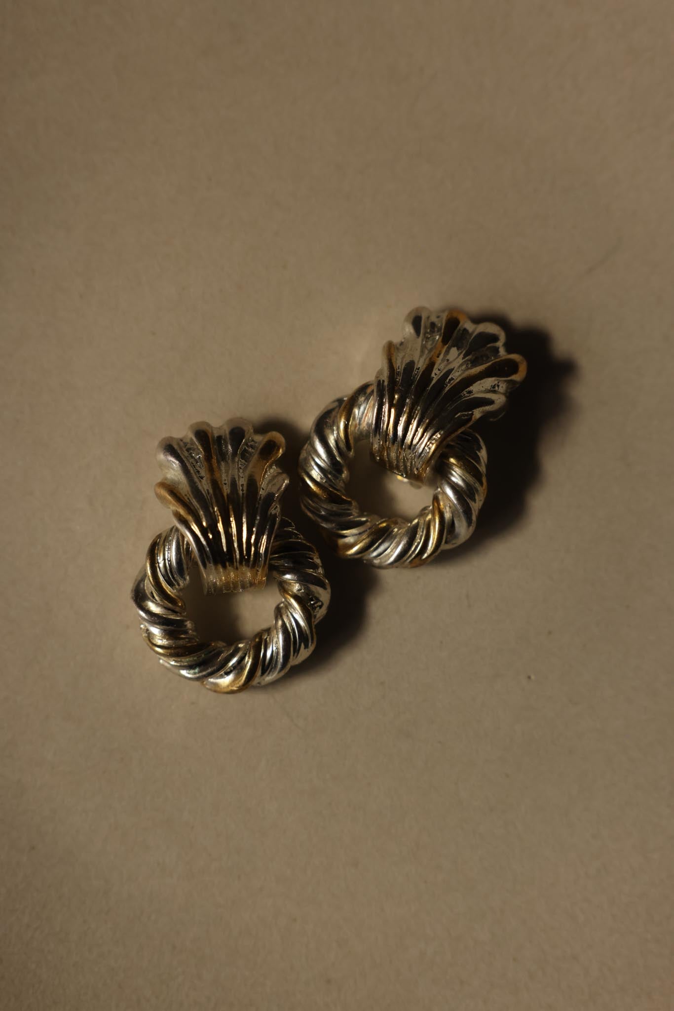 Two-Tone Twisted Hoop Clip-On Earrings