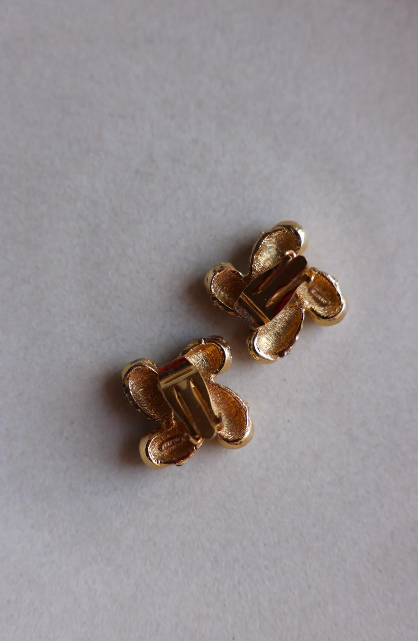 Craft Gold Clip-On Earrings with Faux Pearls and Rhinestone|Vintage Baazaar 