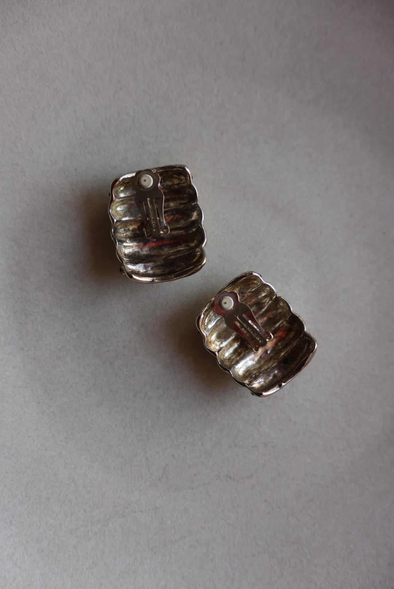 Norma Jean Textured Silver Clip-On Earrings