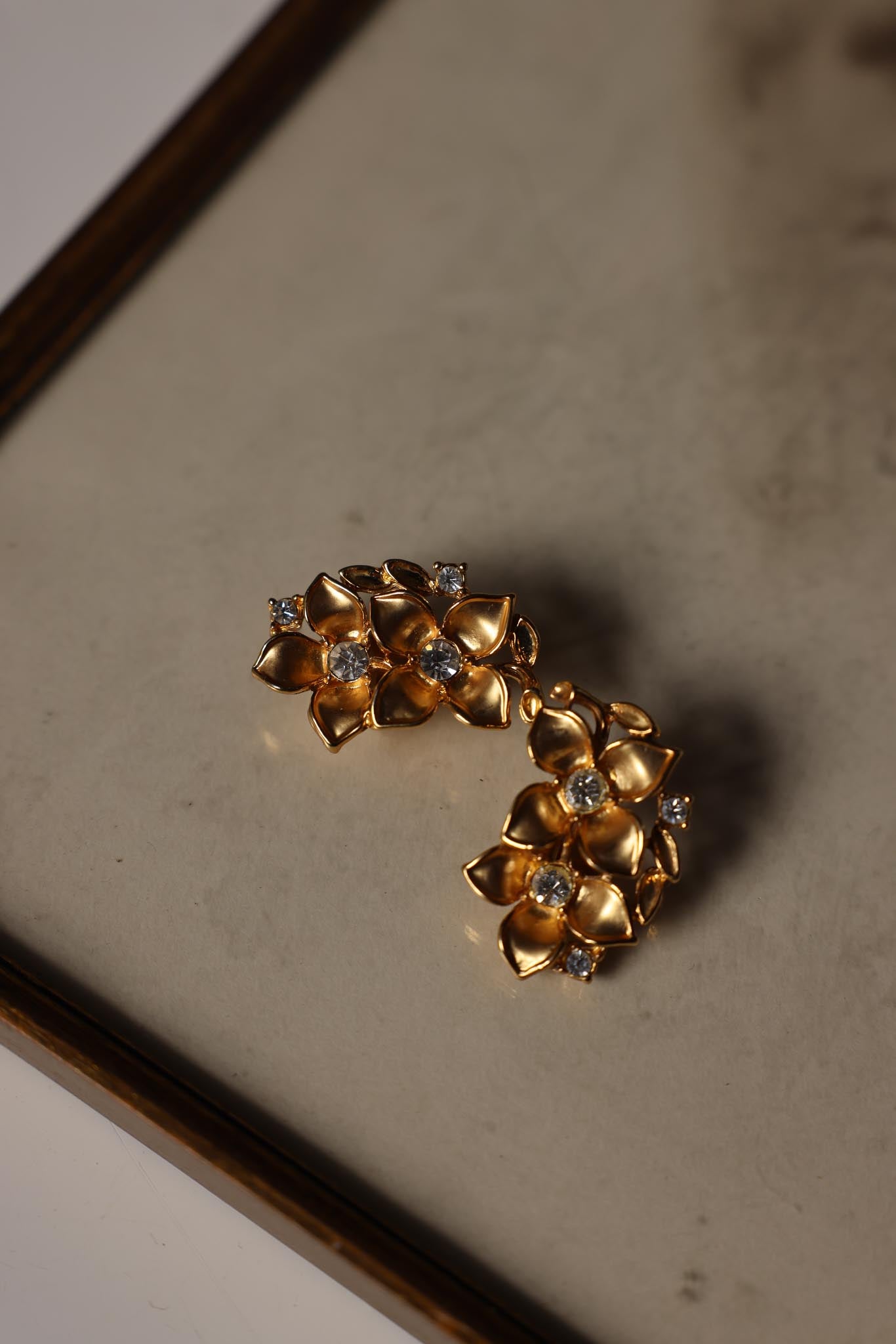 Golden Bloom Crystal Earrings|Vintage Baazaar 