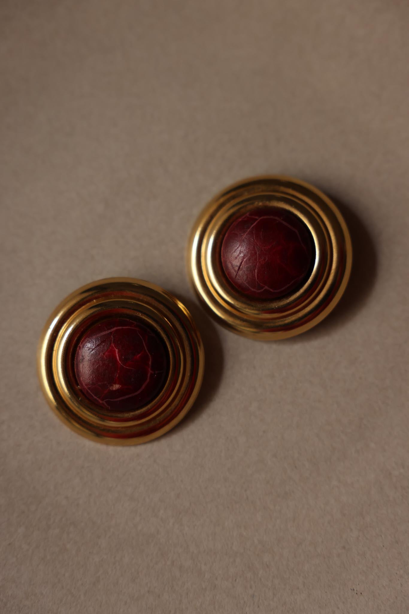 Burgundy Orbit Clip-On Earrings|Vintage Baazaar 