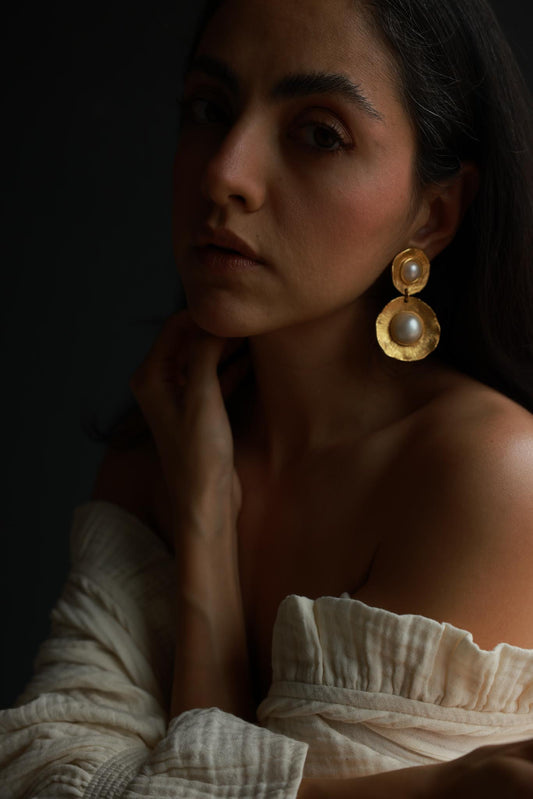 10K Gold Filled Pearl-Tone Drop Clip-On Earrings