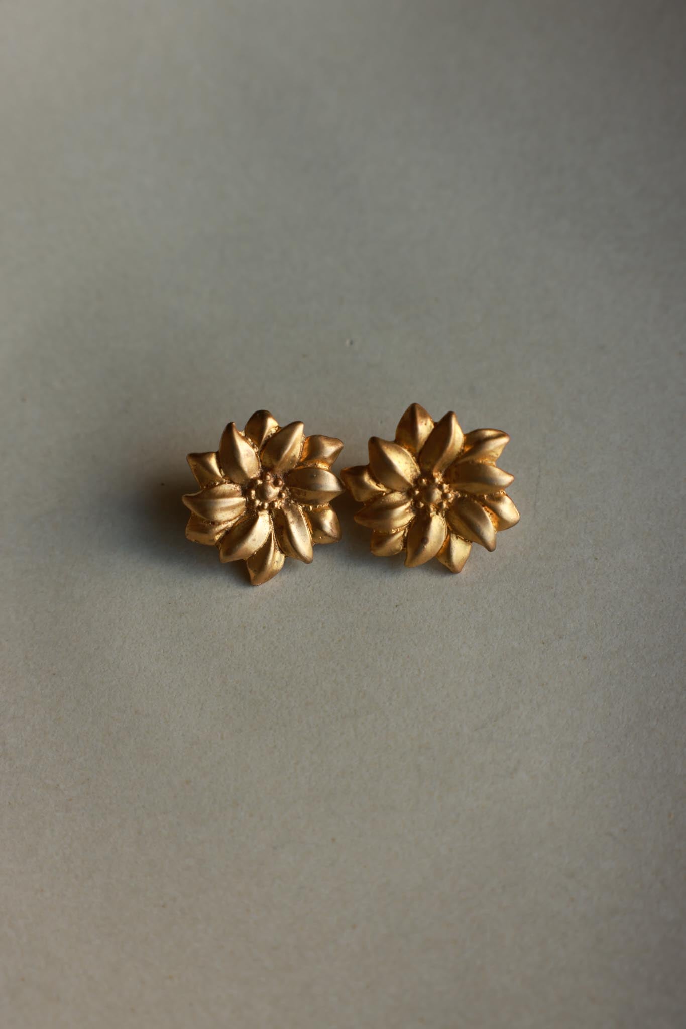 Gold Plated Floral Clip-On Earrings