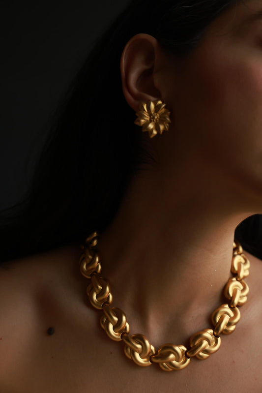 Gold Plated Floral Clip-On Earrings