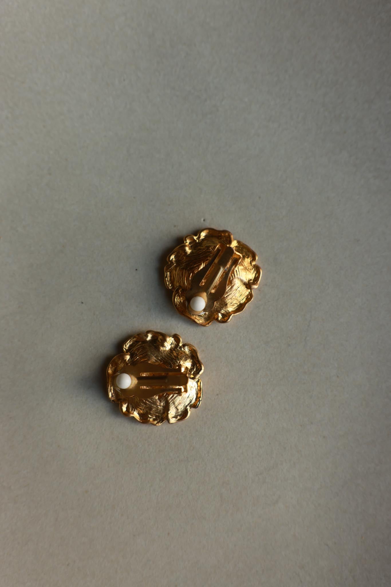 Gold Plated Floral Clip-On Earrings|Vintage Baazaar 