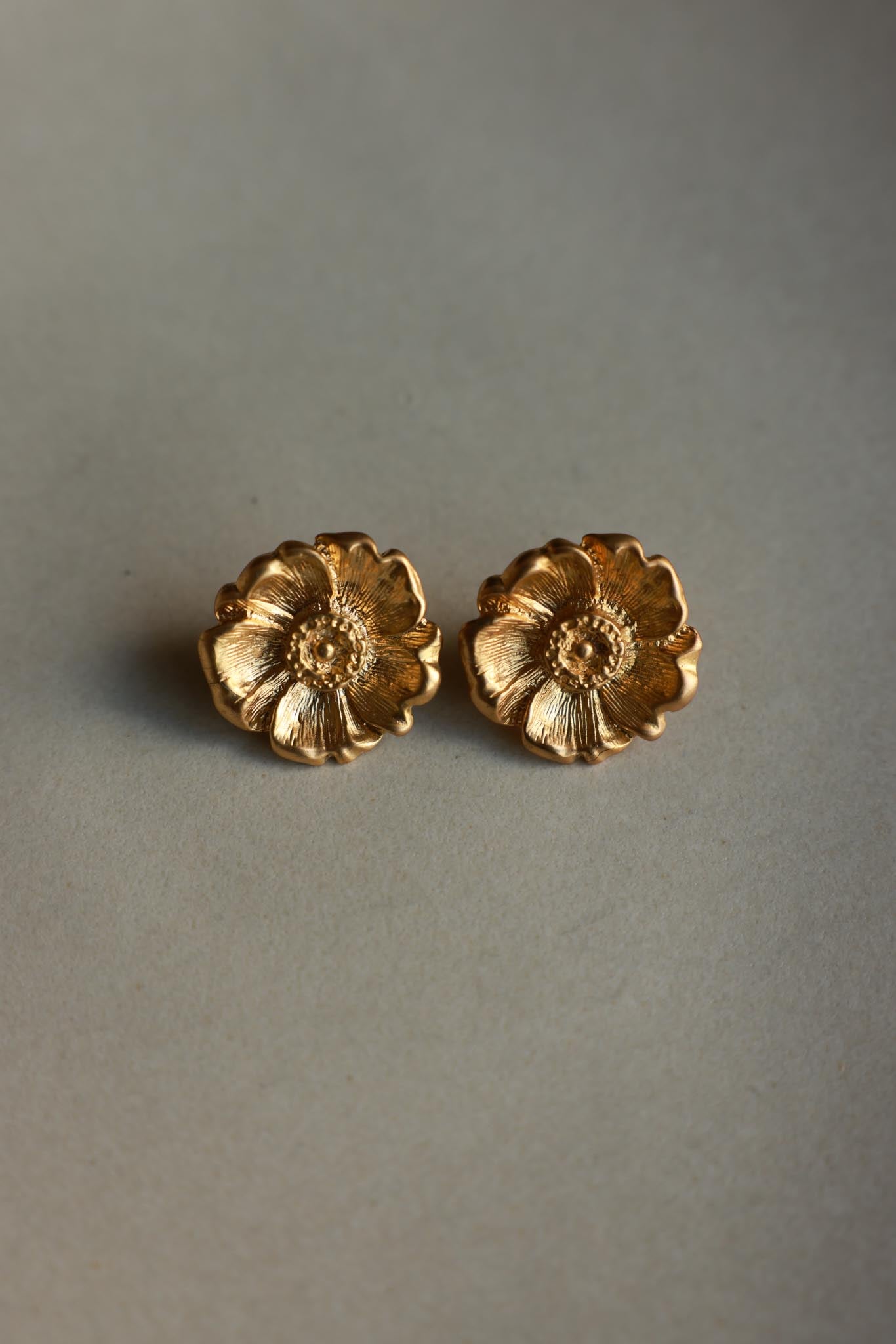 Gold Plated Floral Clip-On Earrings|Vintage Baazaar 