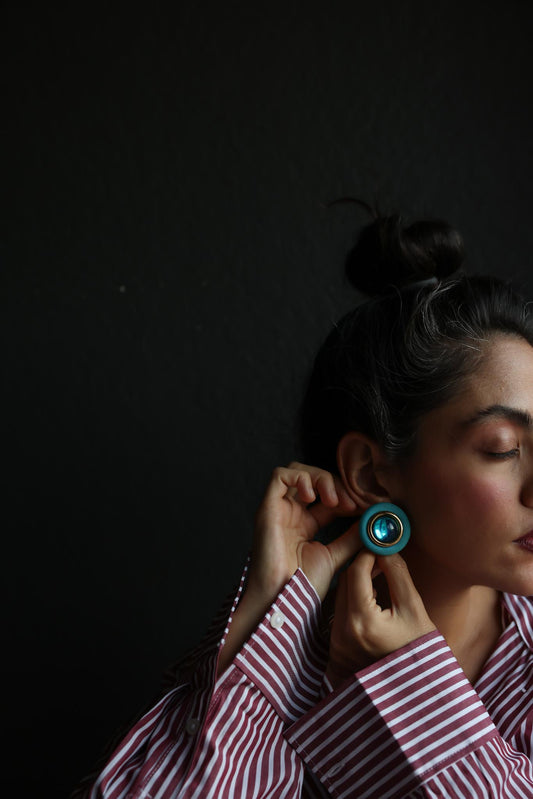 Turquoise and Blue Dome Earrings