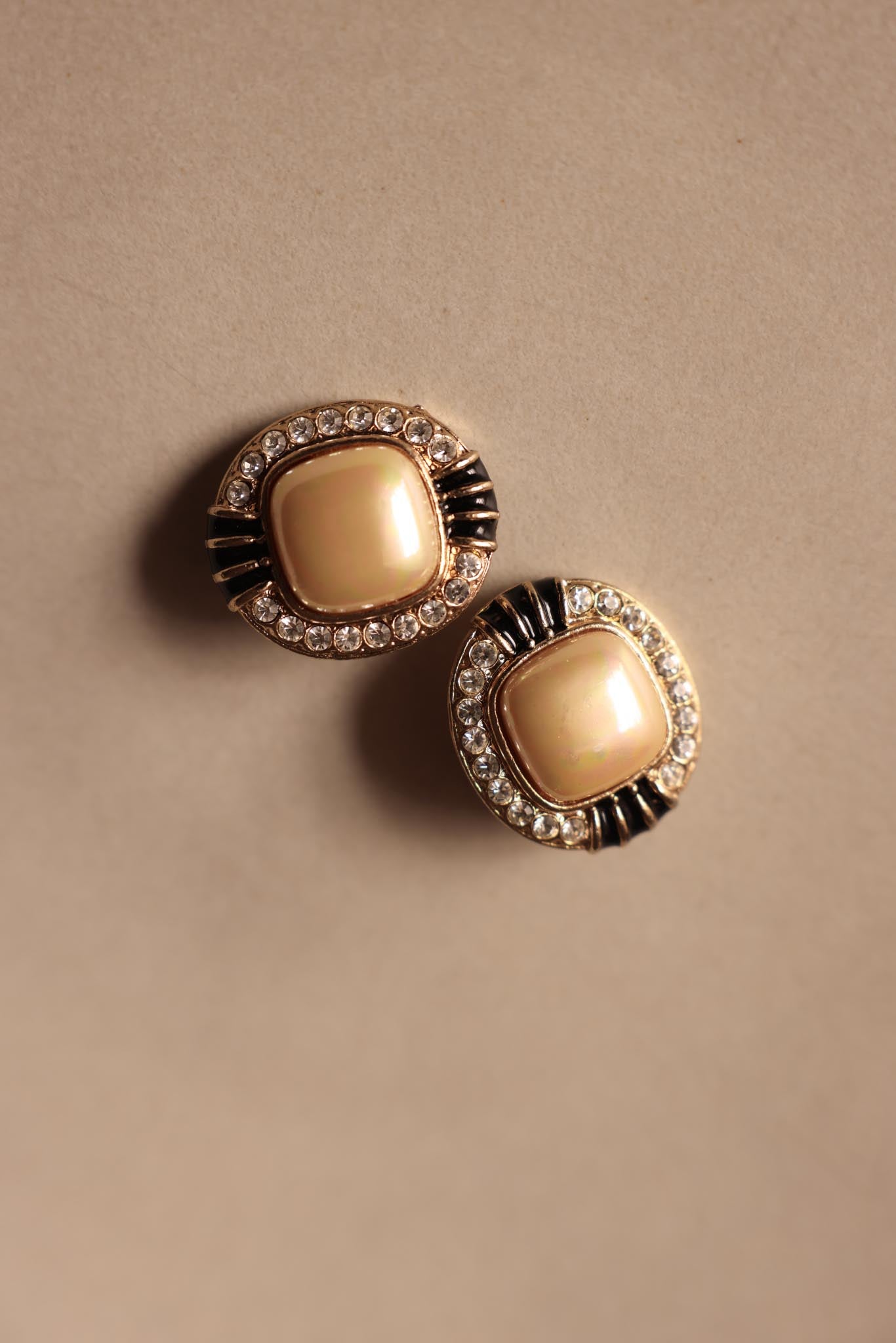 Faux Pearl and Rhinestone Clip-On Earrings