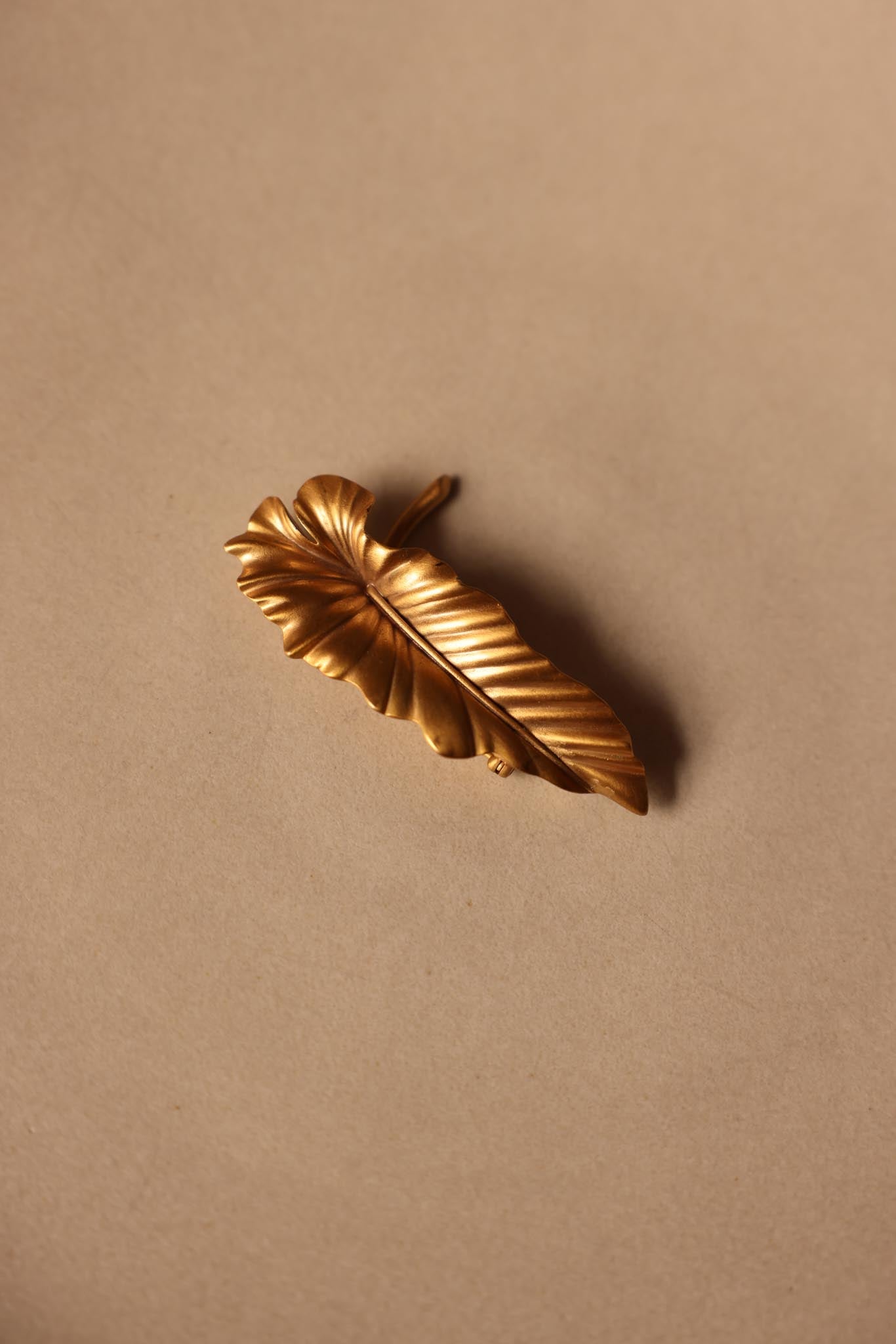 Matte Gold Leaf Brooch