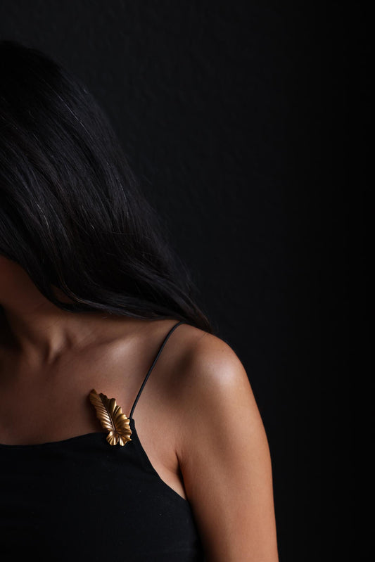 Matte Gold Leaf Brooch