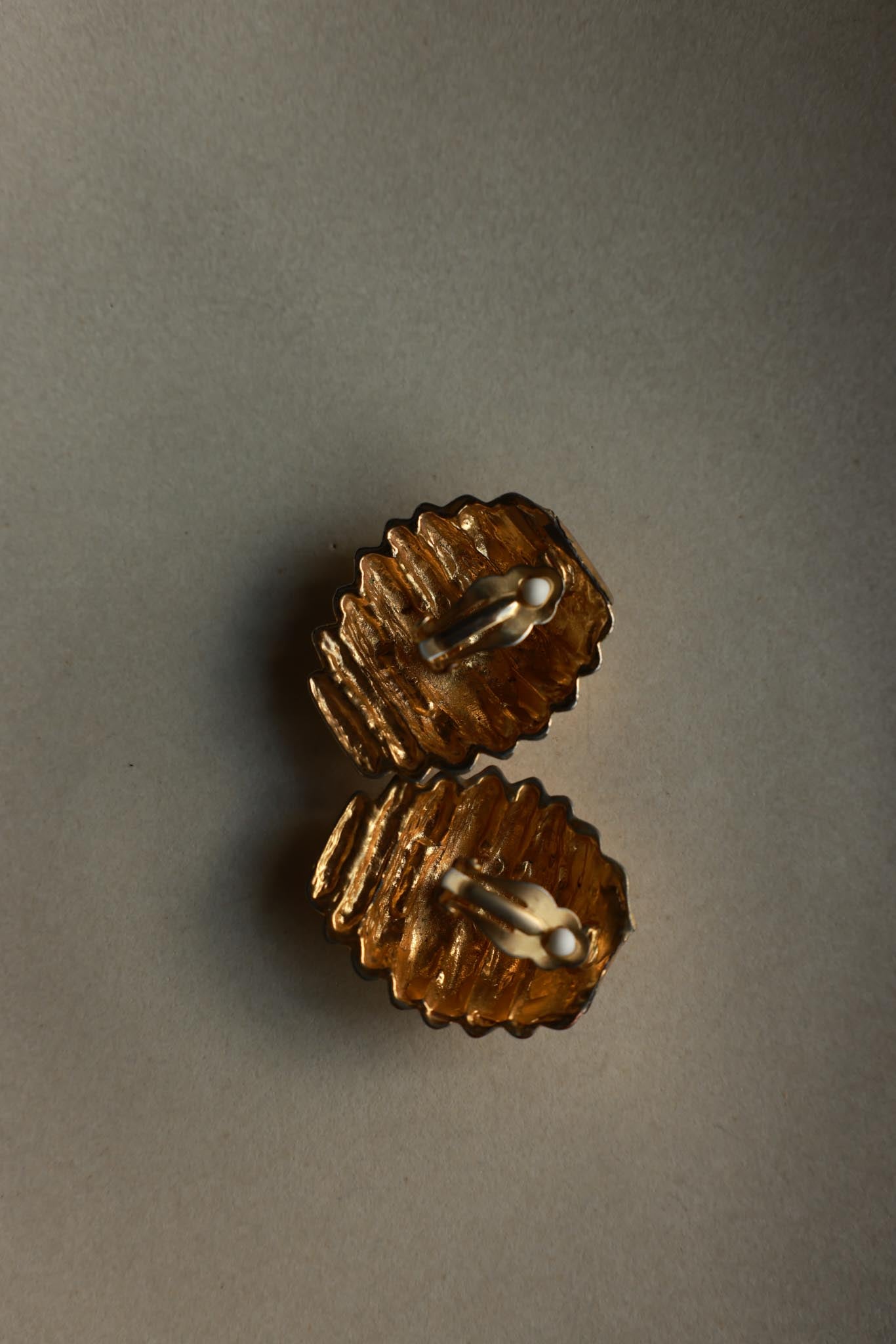 Oversized Ribbed Matte Gold Clip-On Earrings