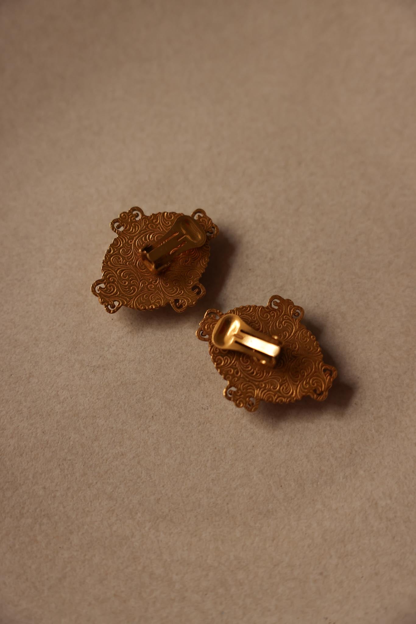 Golden Petal Pink Clip-On Earrings|Vintage Baazaar 