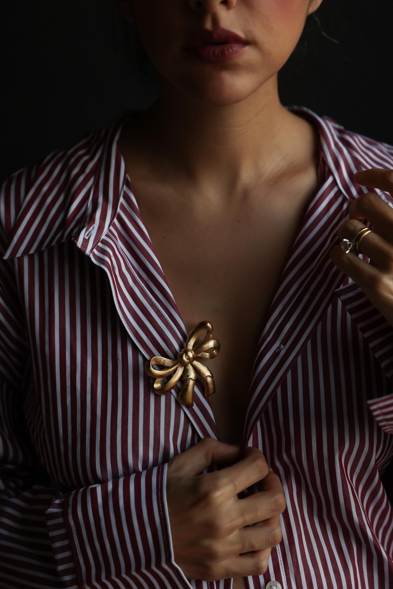 Brushed Gold Bow Brooch