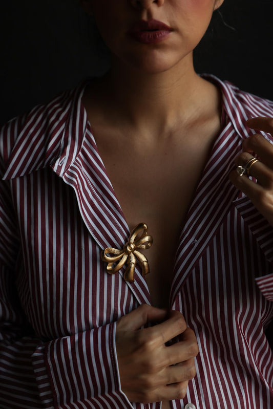 Brushed Gold Bow Brooch
