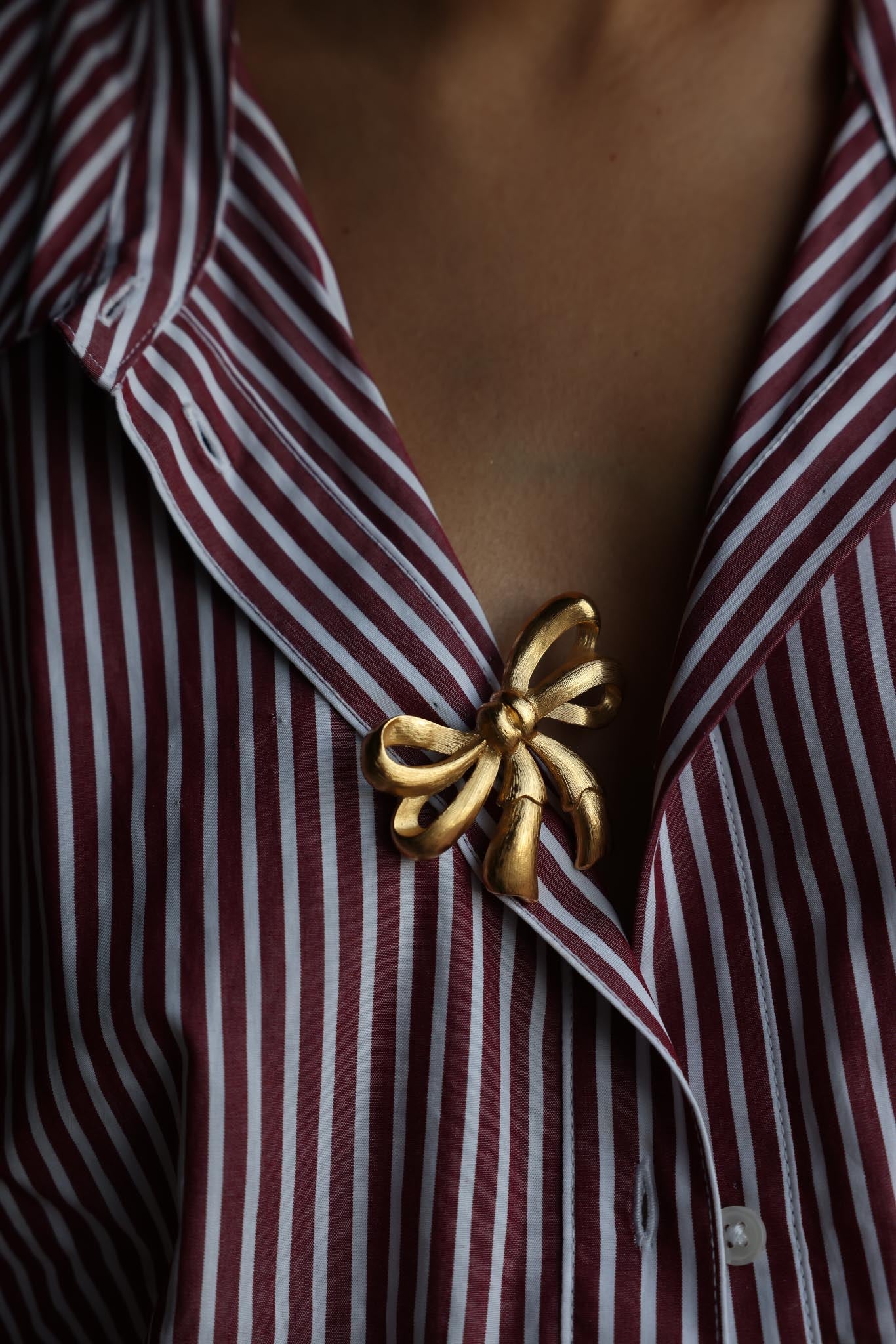 Brushed Gold Bow Brooch
