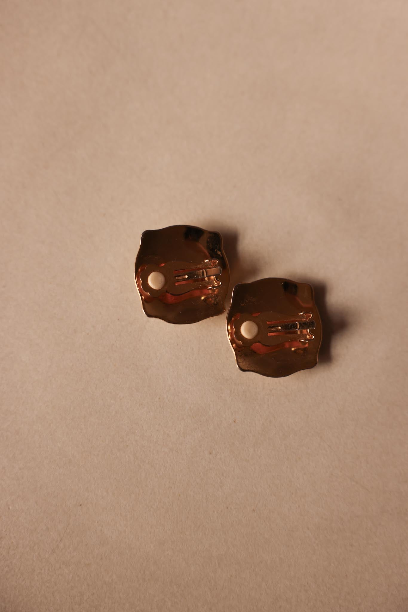 Gold-Tone Green Cabochon Clip-On Earrings