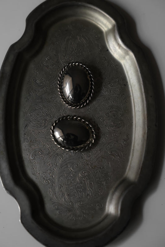 Oval Silver Plated Clip-On Earrings|Vintage Baazaar 