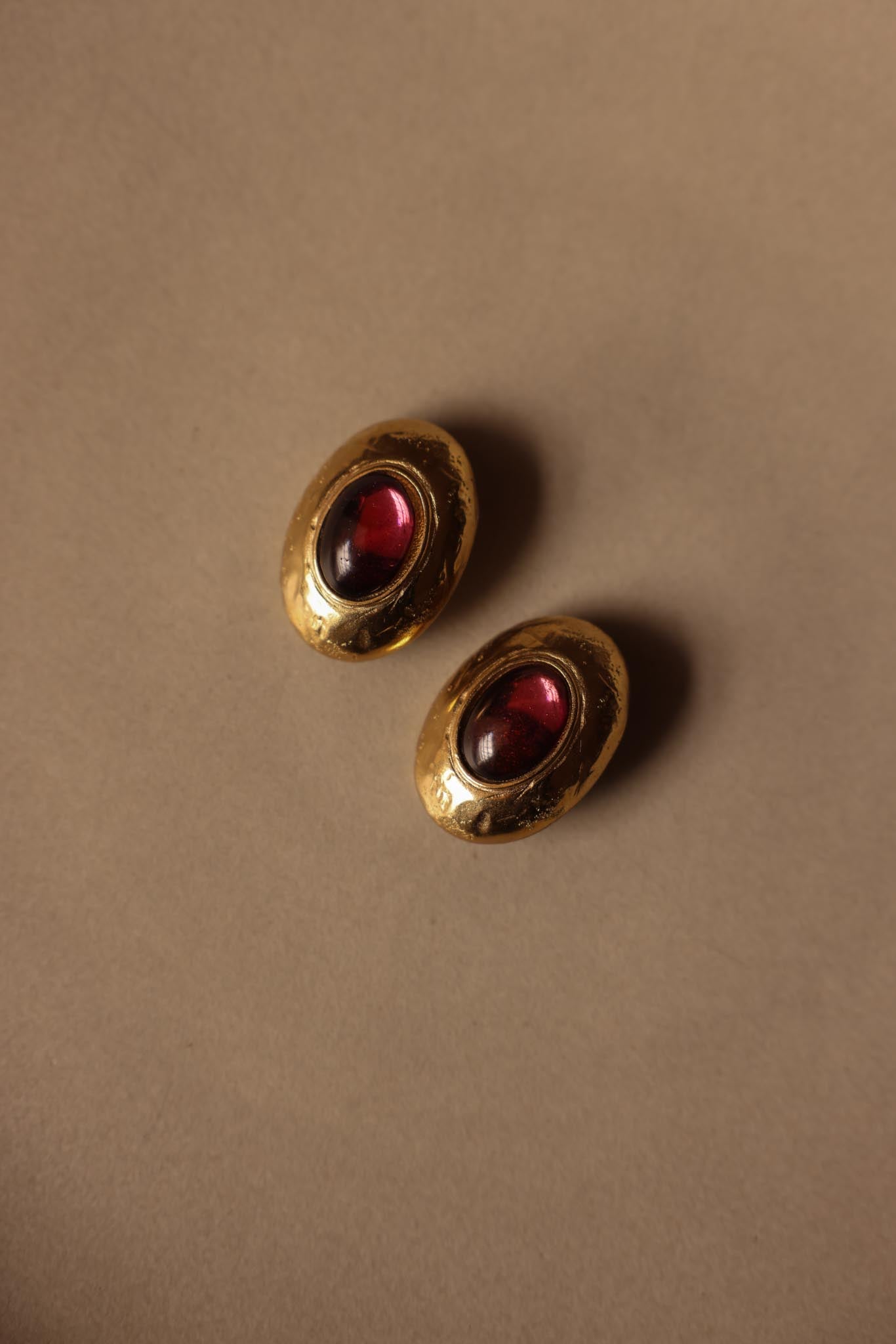 Gold-Tone Clip-On Earrings with Purple Centers