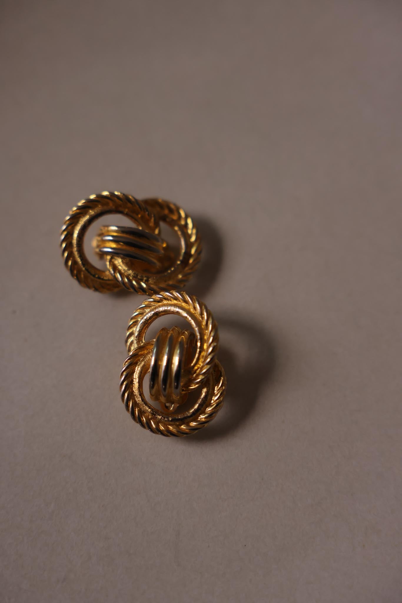 Gold Rope Knot Clip-On Earrings