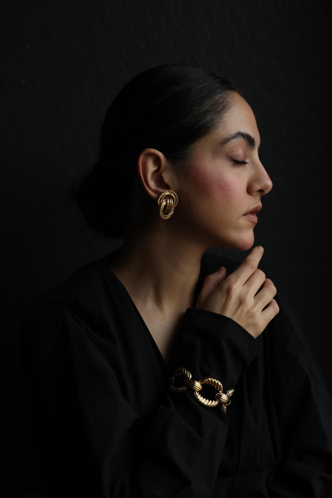Gold Rope Knot Clip-On Earrings