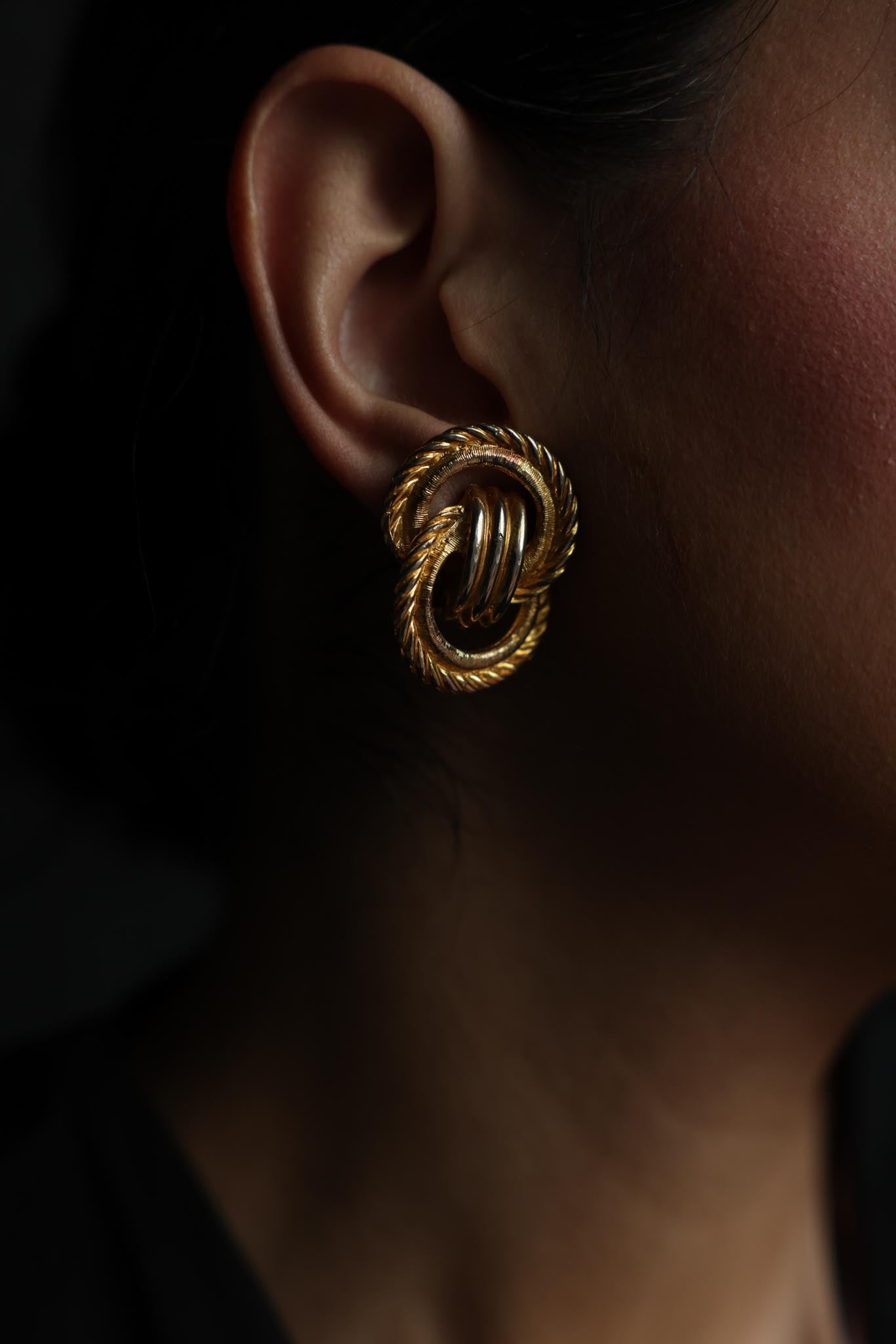 Gold Rope Knot Clip-On Earrings
