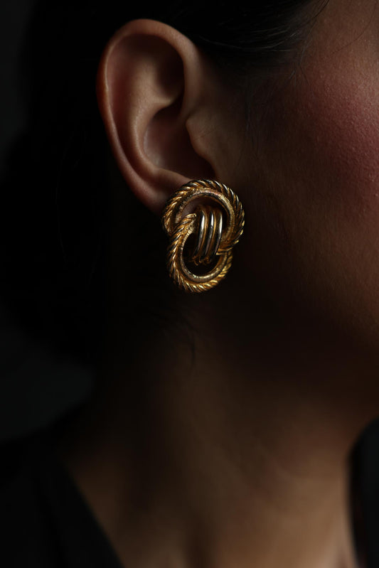 Gold Rope Knot Clip-On Earrings