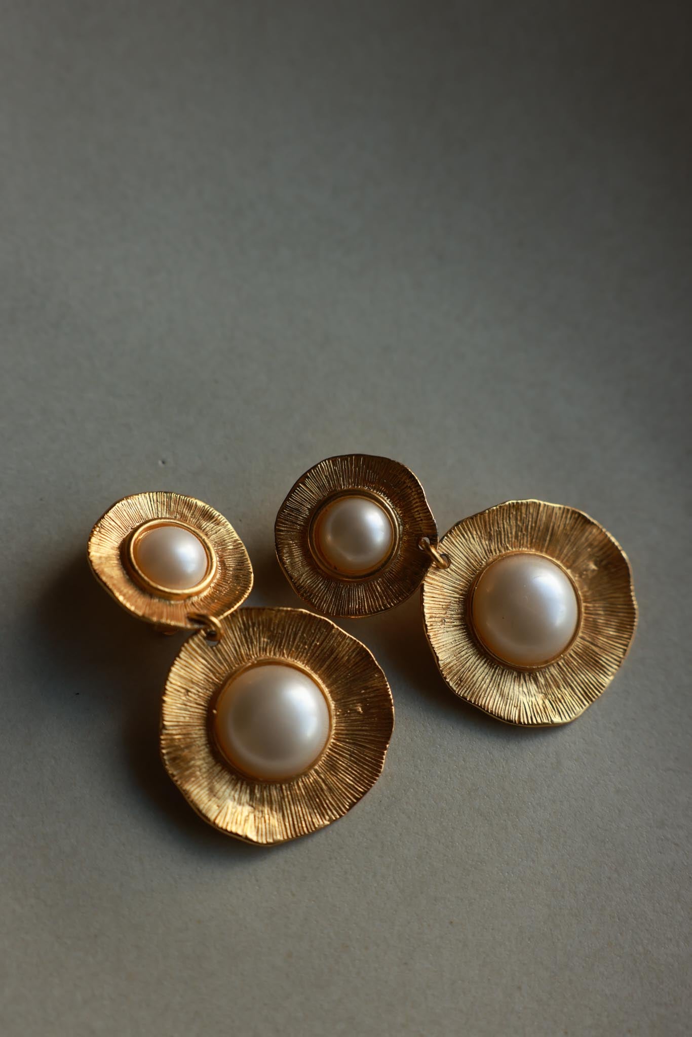 10K Gold Filled Pearl-Tone Drop Clip-On Earrings