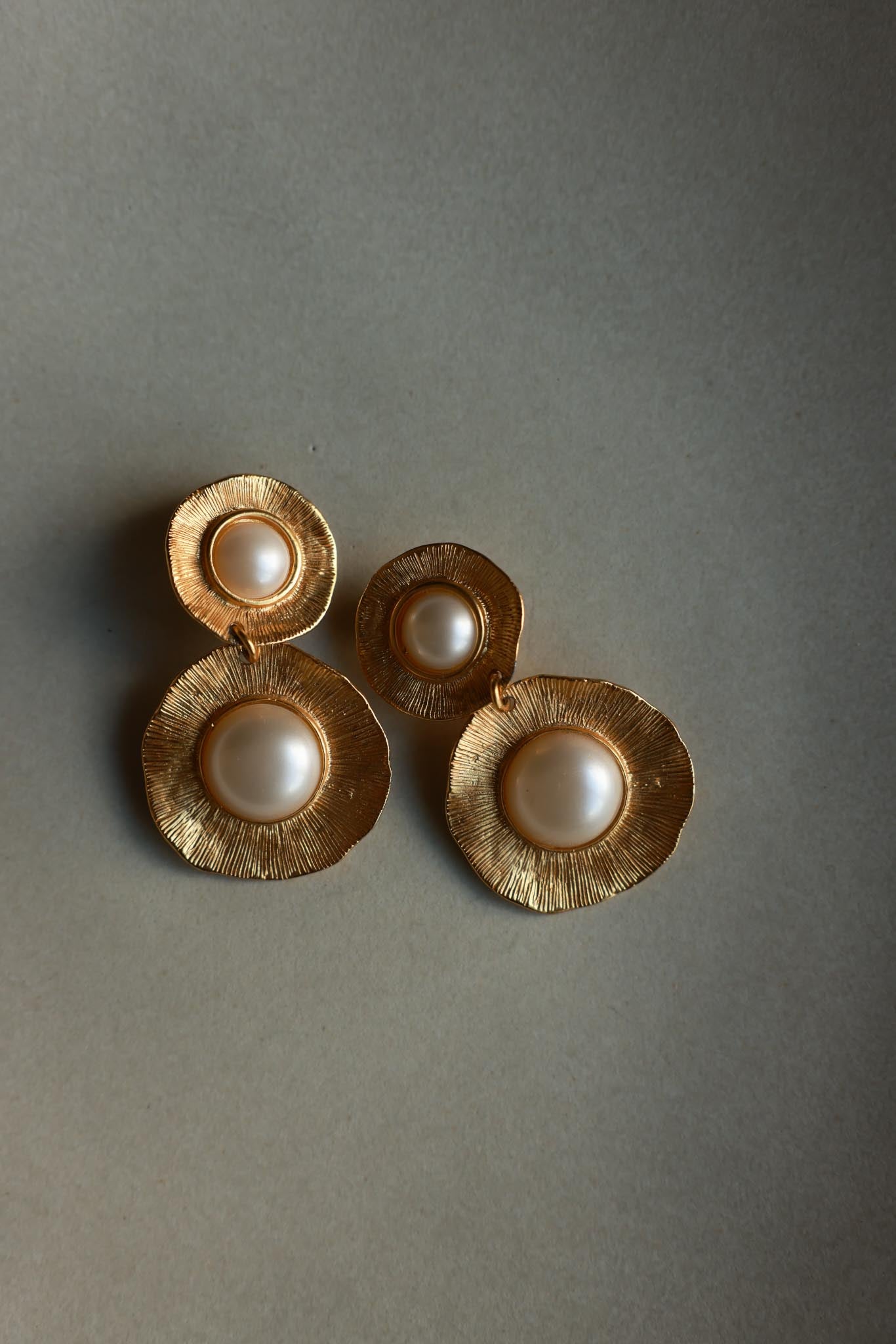 10K Gold Filled Pearl-Tone Drop Clip-On Earrings