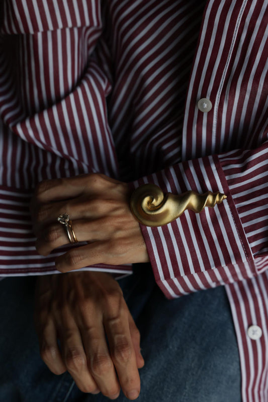 Matte Gold Shell Brooch
