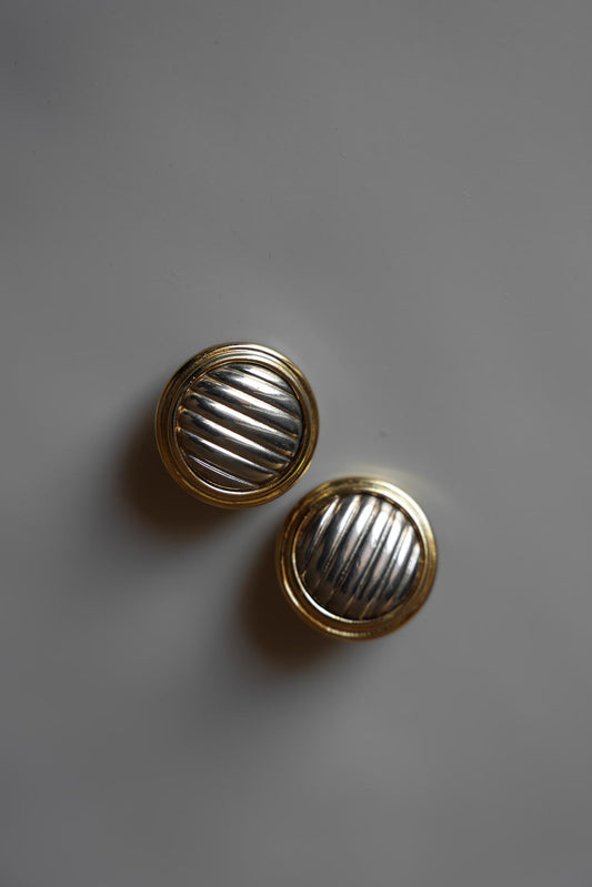 Two Tone Harmony Clip-On Earrings|Vintage Baazaar 