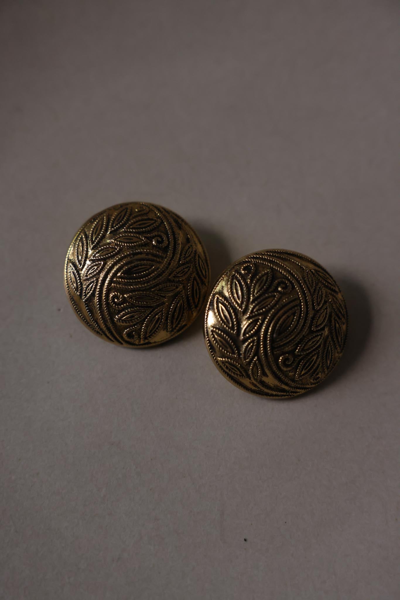 Engraved Disc Clip-On Earrings