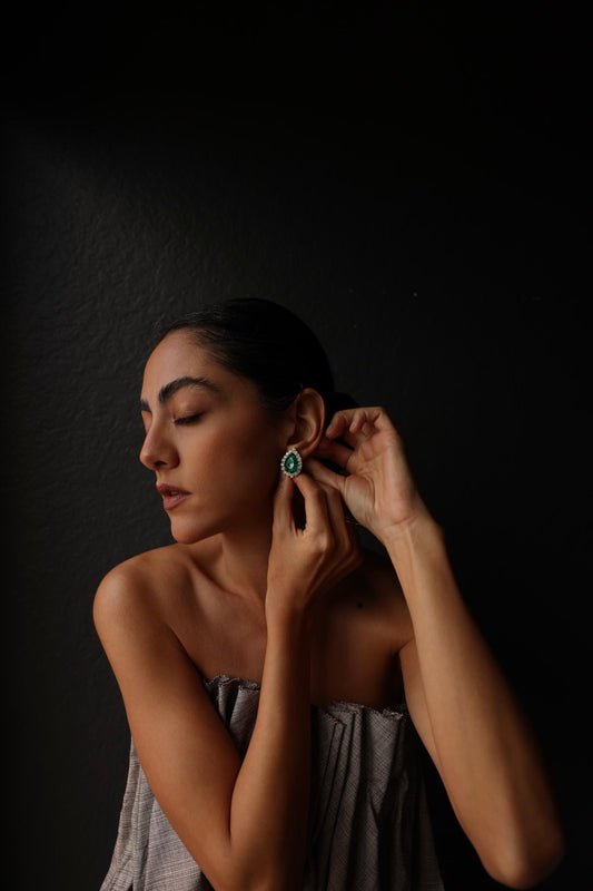 Emerald Radiance Earrings|Vintage Baazaar 