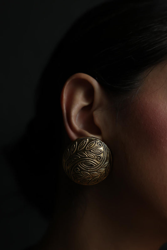 Engraved Disc Clip-On Earrings