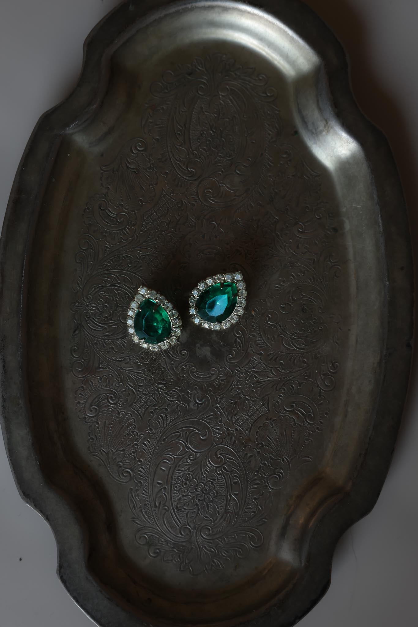 Emerald Radiance Earrings|Vintage Baazaar 