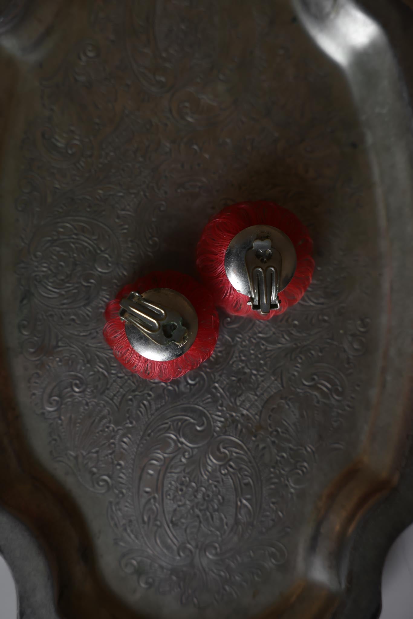 Coral Bloom Clip-On Earrings|Vintage Baazaar 